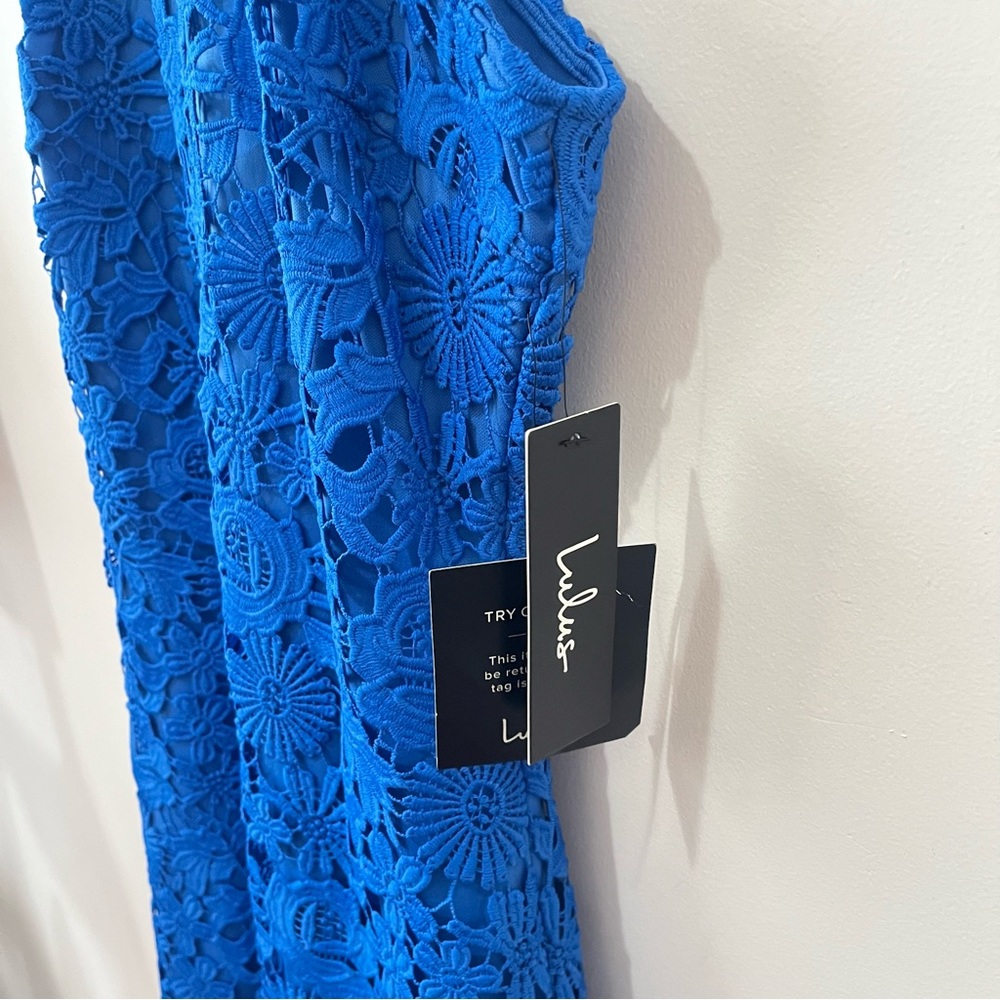 Lulus Love Poem Blue Lace Mini Dress Feminine Coquette NWT 61976-A Size Small - Picture 13 of 15